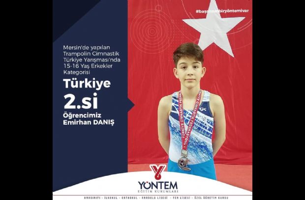 Mersin'de yapılan Trampolin Cimnastik Türkiye Yarışması'nda 15-16 Yaş Erkekler Kategorisi'nde öğrencimiz Emirhan Danış Türkiye 2.si olmuştur.