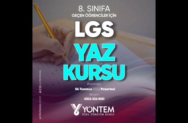 8, 11 ve 12. sınıflara geçen öğrenciler için yaz kursu kayıtlarımız başlamıştır...
