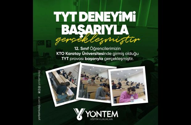 12. Sınıf Öğrencilerimizin KTO Karatay Üniversitesinde girmiş olduğu TYT provası başarıyla gerçekleşmiştir.