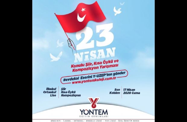 Yöntem Eğitim Kurumlarından bir yenilik daha: Online 23 Nisan Konulu Şiir, Kısa Öykü ve Kompozisyon Yarışması...