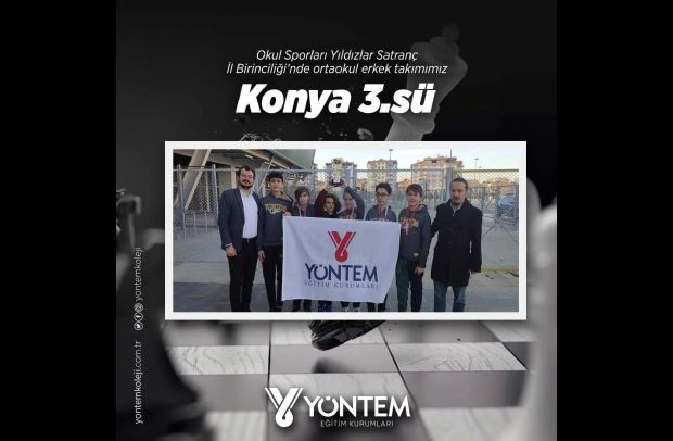 Okul Sporları Yıldızlar Satranç İl Birinciliği'nde ortaokul  erkek takımımız Konya 3.sü olmuştur.