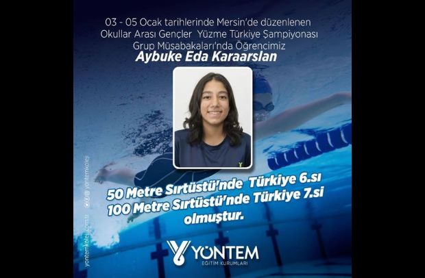 03 - 05 Ocak tarihlerinde Mersin'de düzenlenen Okullar Arası Gençler Yüzme Türkiye Şampiyonası 