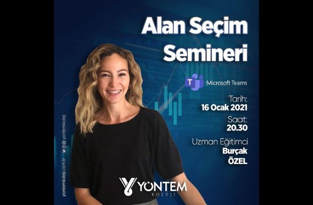 Uzman Eğitimci Burçak Özel, alan seçimiyle ilgili lise öğrencilerimizle buluşuyor.