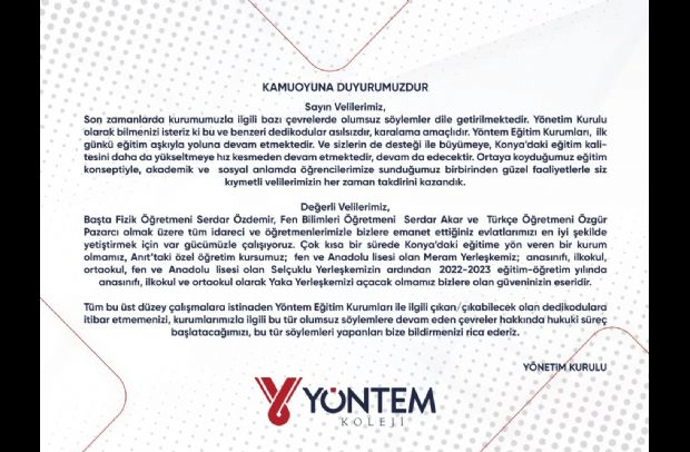 KAMUOYUNA DUYURUMUZDUR!