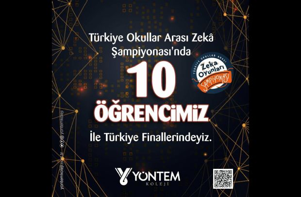 Türkiye Okullar Arası Zekâ Şampiyonası'nda 10 öğrencimizle Türkiye Finallerindeyiz.